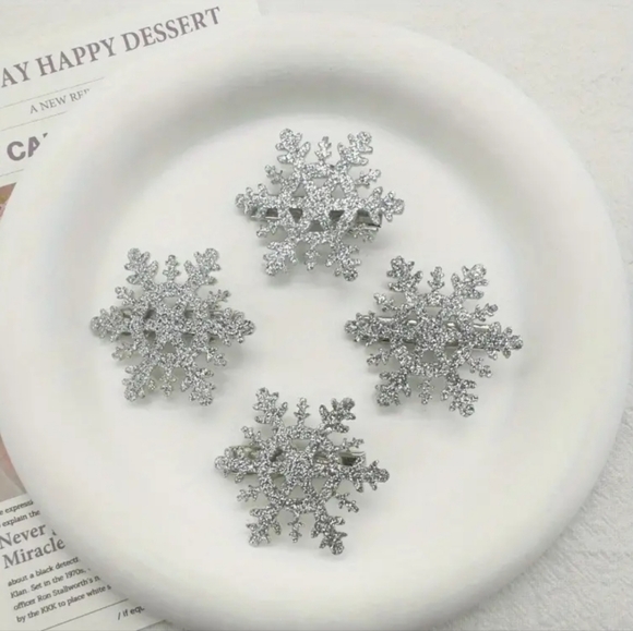 2 Snowflake Sparkly Clips - Picture 4 of 8
